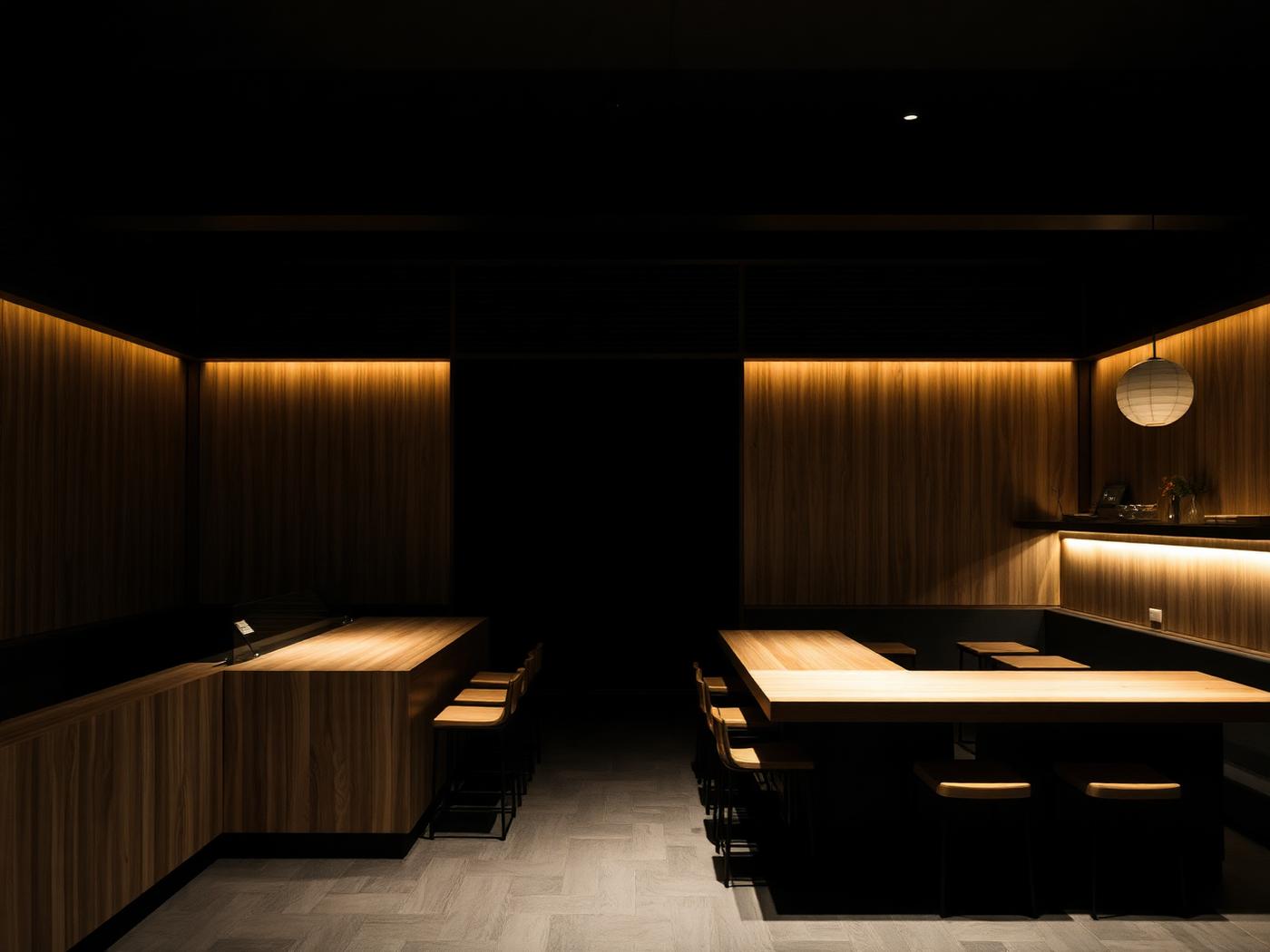 A quiet Japanese counter prepared before guests arrive