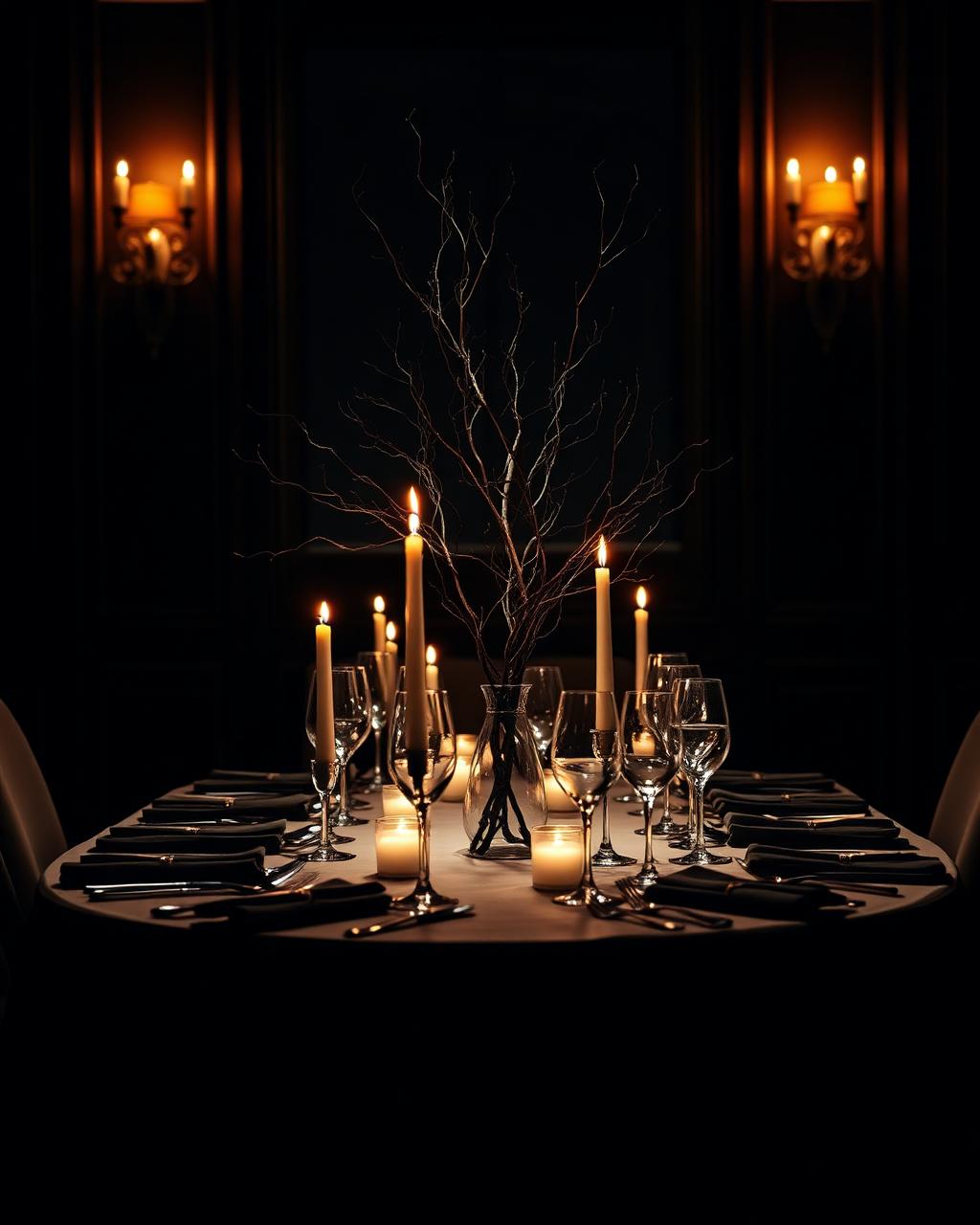Intimate candlelit private dinner table