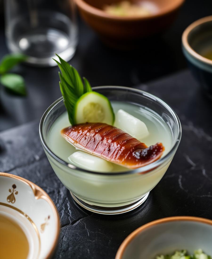 Chilled summer course in a glass vessel