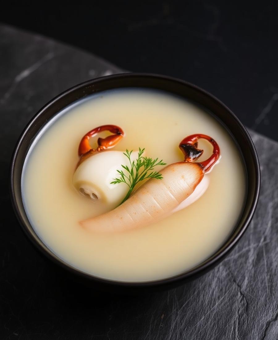 Winter course in white dashi broth